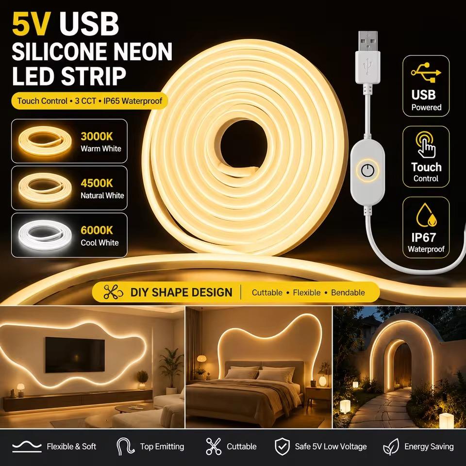 Lighting Bolt Decor - Luz LED USB de Silicone Flexível