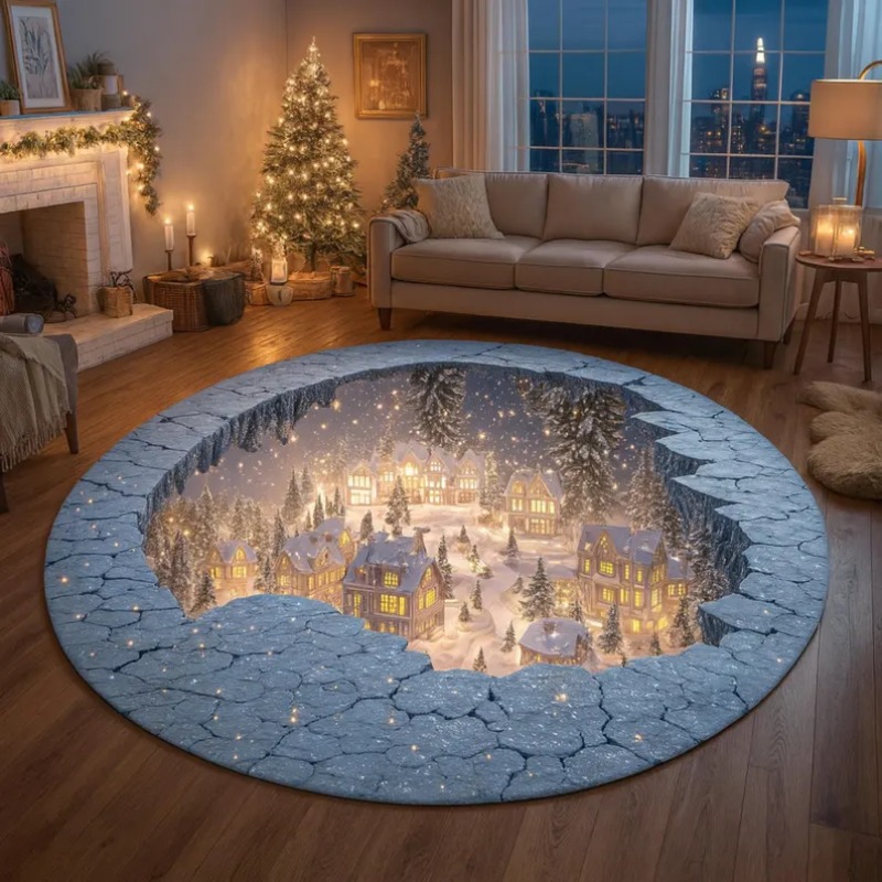 Outdoor Lighting Decor Ideas - 3d natal aldeia tapete inverno neve