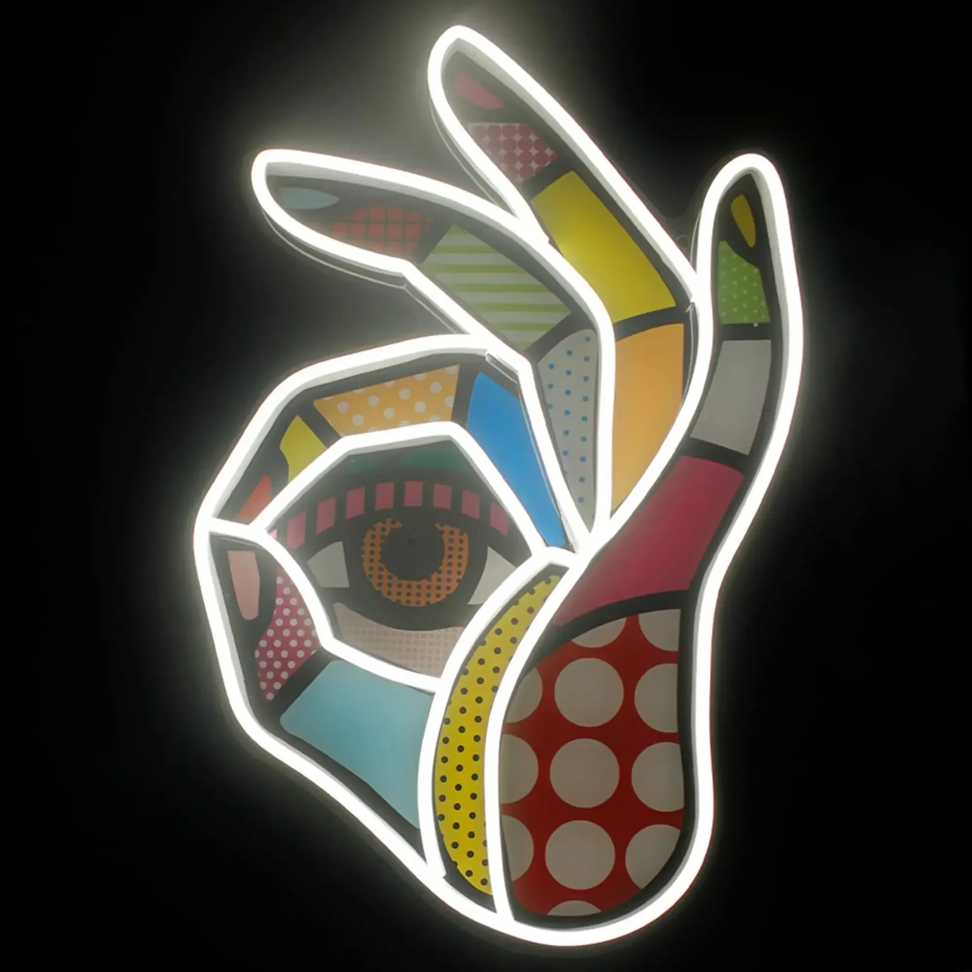 Ok Lighting Decor - Letreiro Neon LED Impresso 'OK' com