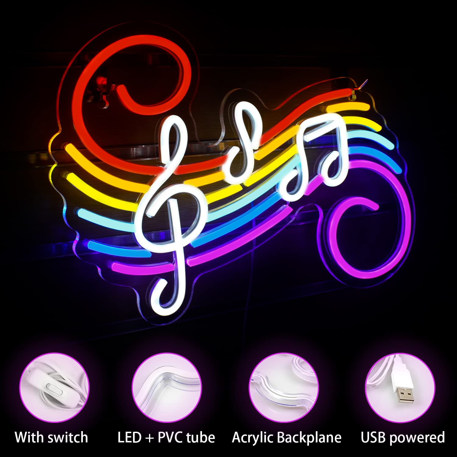 Letreiro Neon de Notas Musicai - Lighting Decor For Wedding avaliação e preço