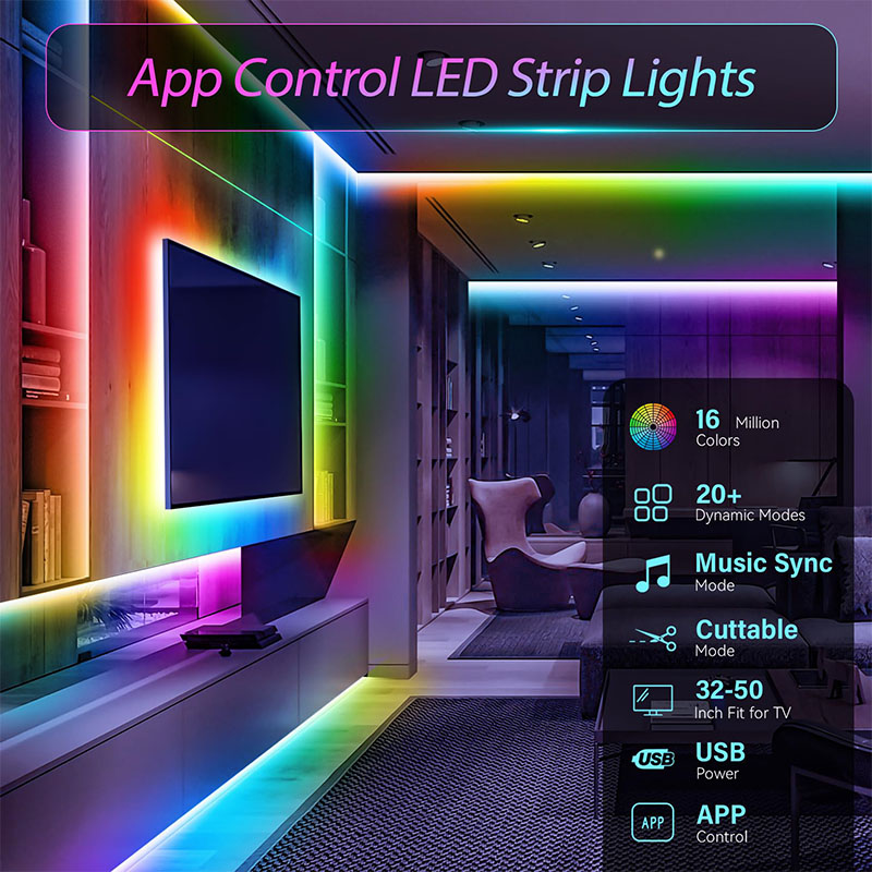 Fita LED RGB USB SMD3535 com A - Lighting Bolt Decor avaliação e preço